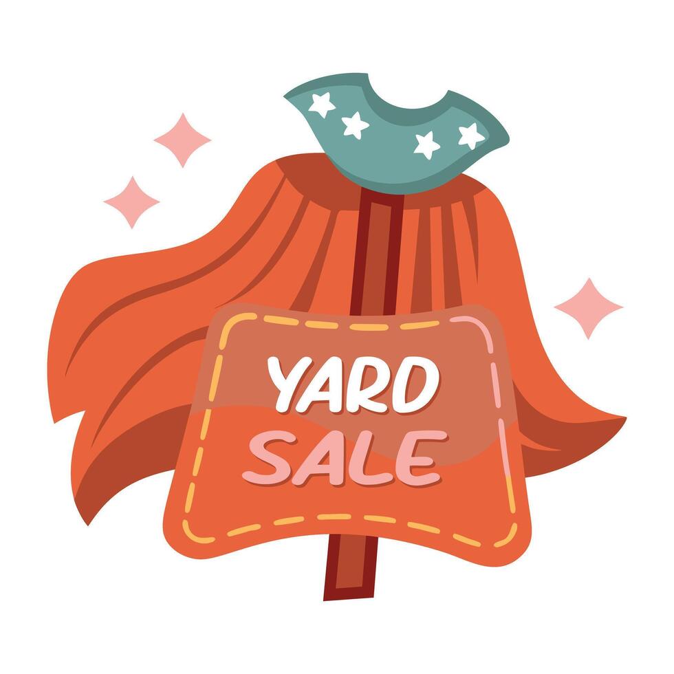 A flat sticker featuring a yard sale sign vector