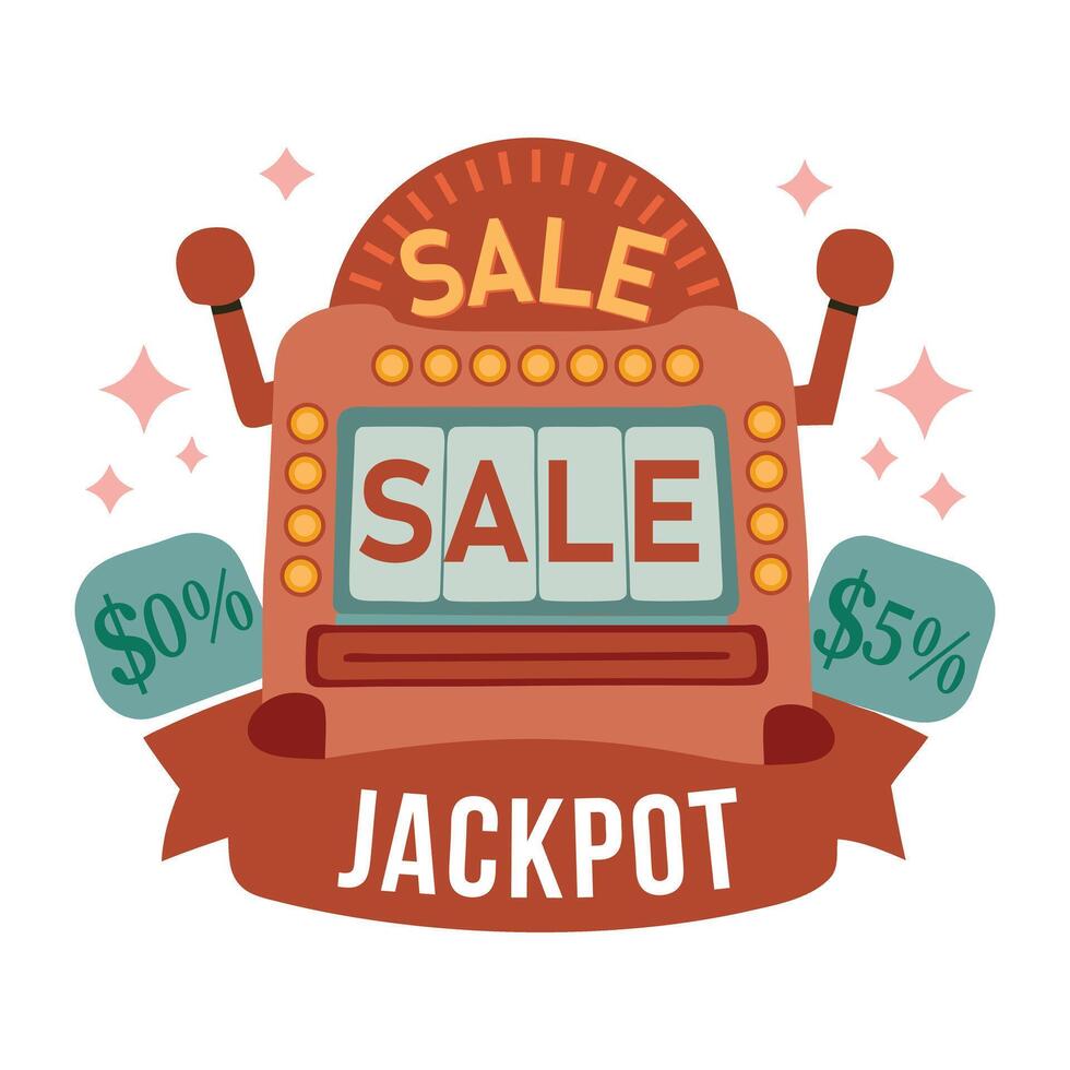 A flat sticker of jackpot sale vector