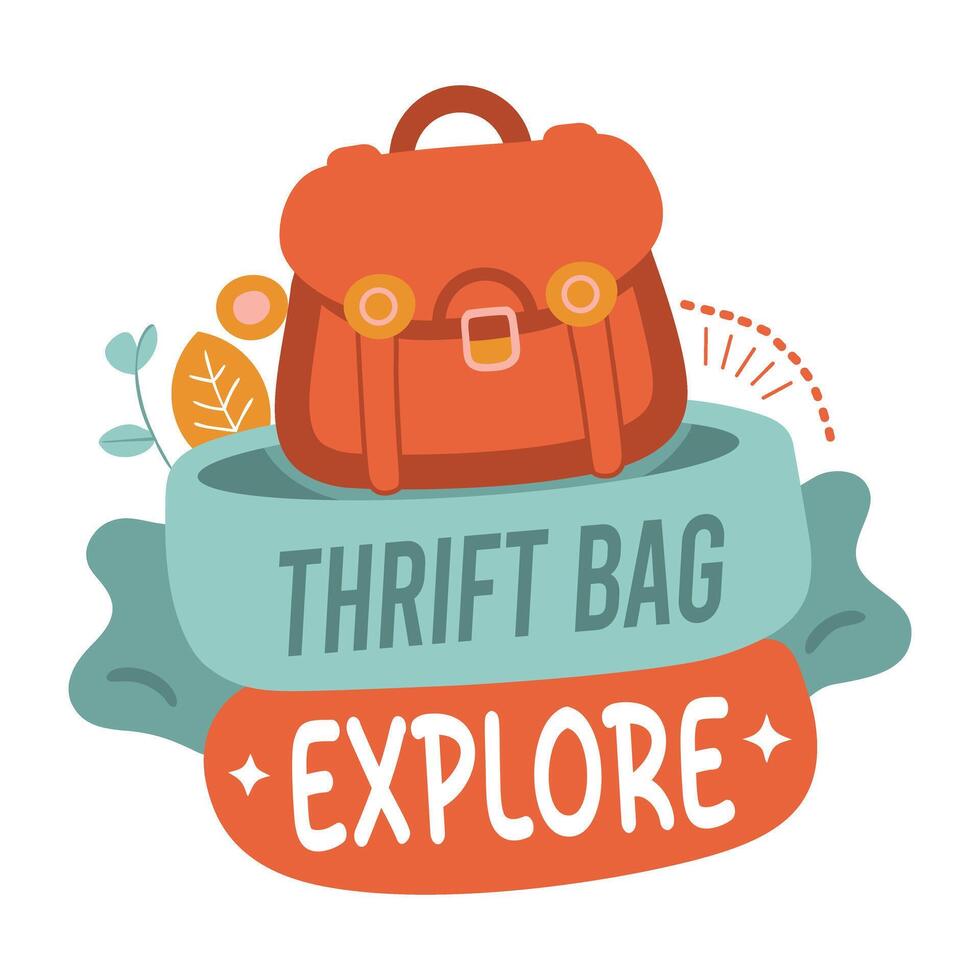 A flat sticker of a thrift bag vector