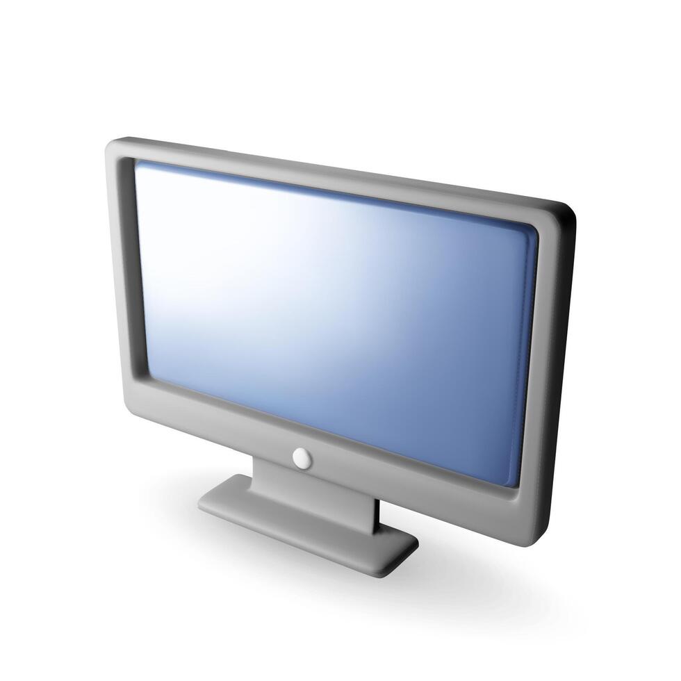 3d black PC monitor with empty screen isolated. Render computer LCD display mock up with blank screen. Flat tv icon. Technology concept. vector
