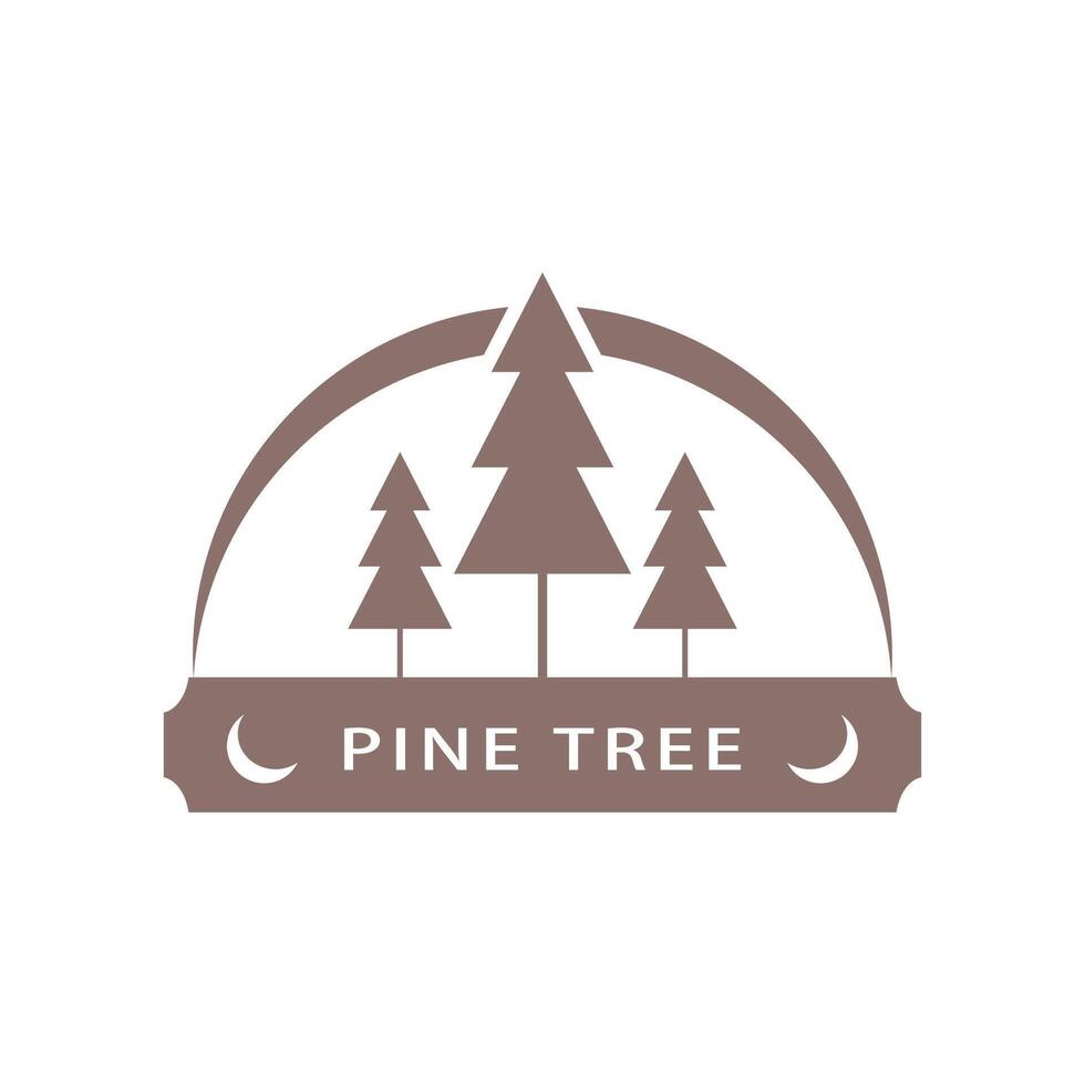 Pine tree illustration flat design template vector