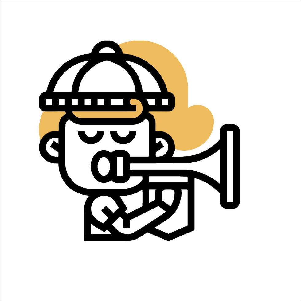 A cartoon man with a hat on his head and a megaphone vector