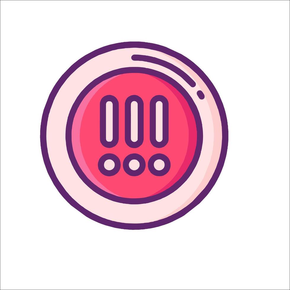 A pink button with three lines on it vector