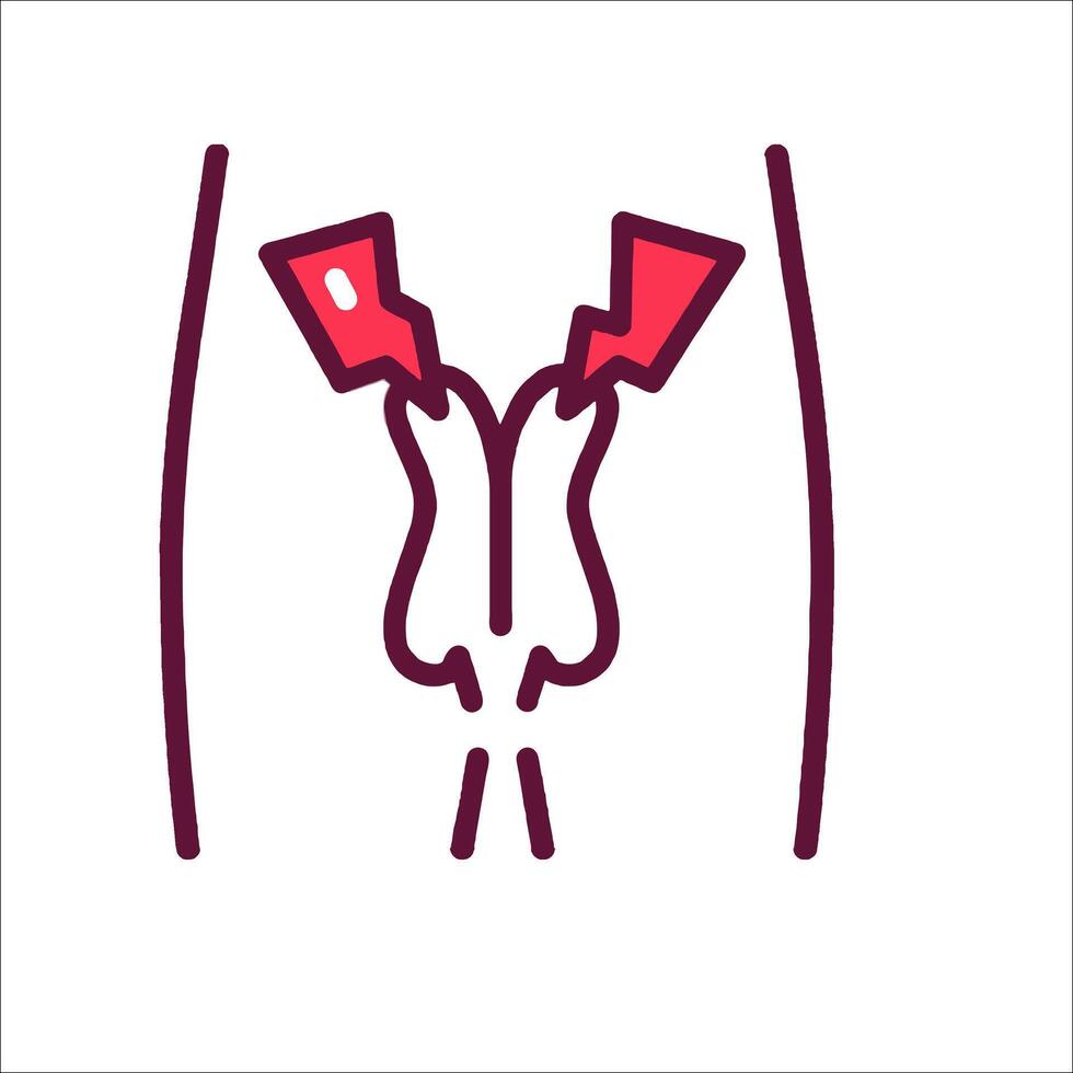 A drawing of a man's penis with a red arrow pointing to it vector