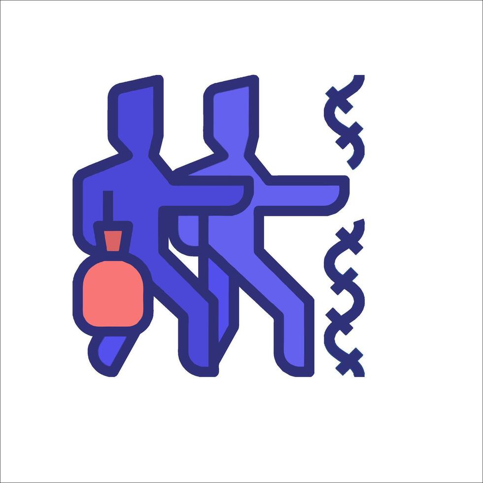 Two people are carrying a bag and a bag vector