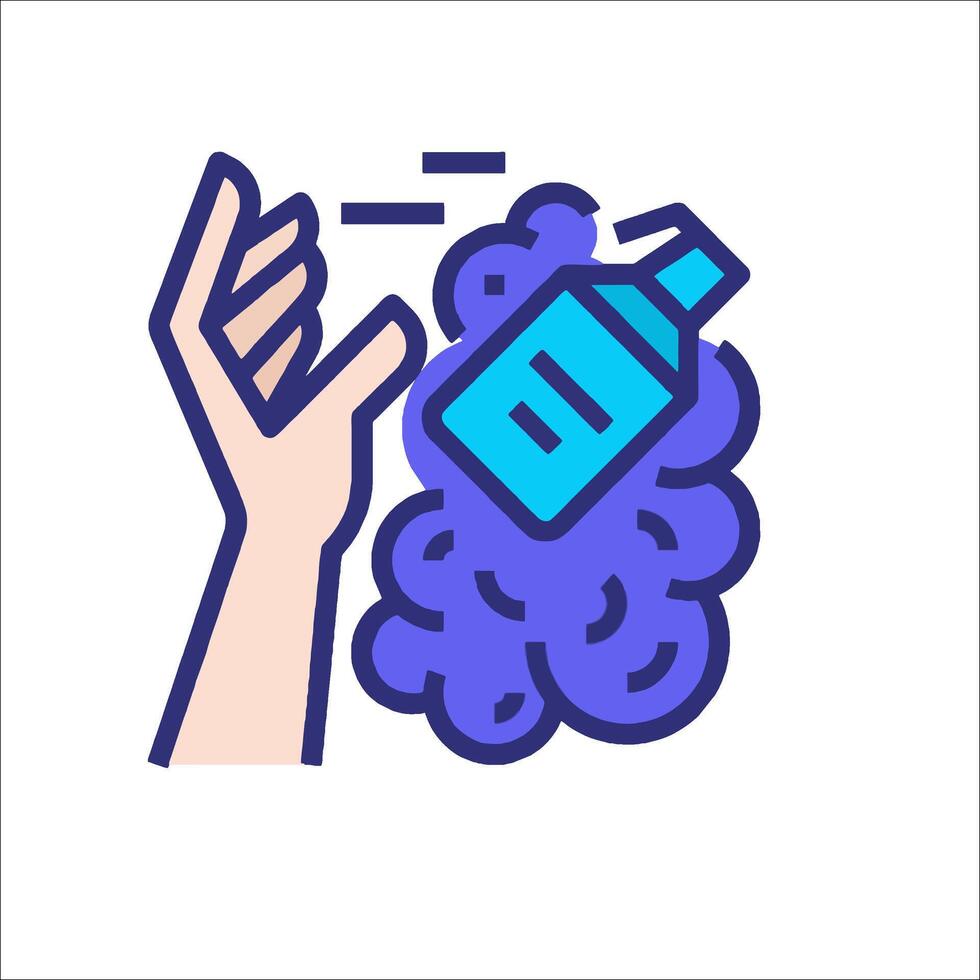 Hand holding bottle of hand sanitizer vector