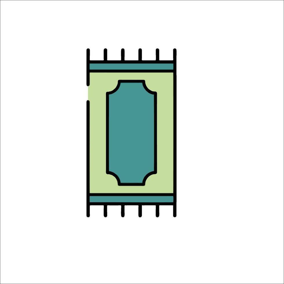 A blue and green striped rug icon vector