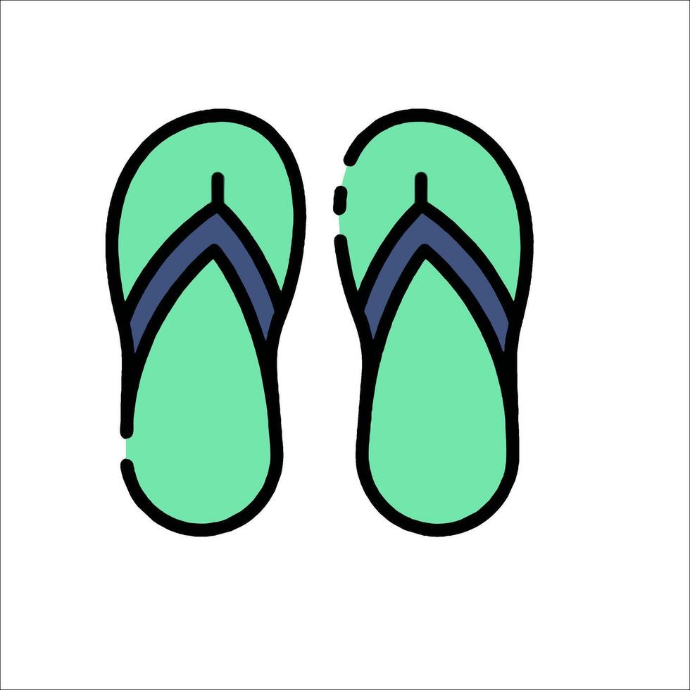 A pair of flip flops with a green and blue sole vector