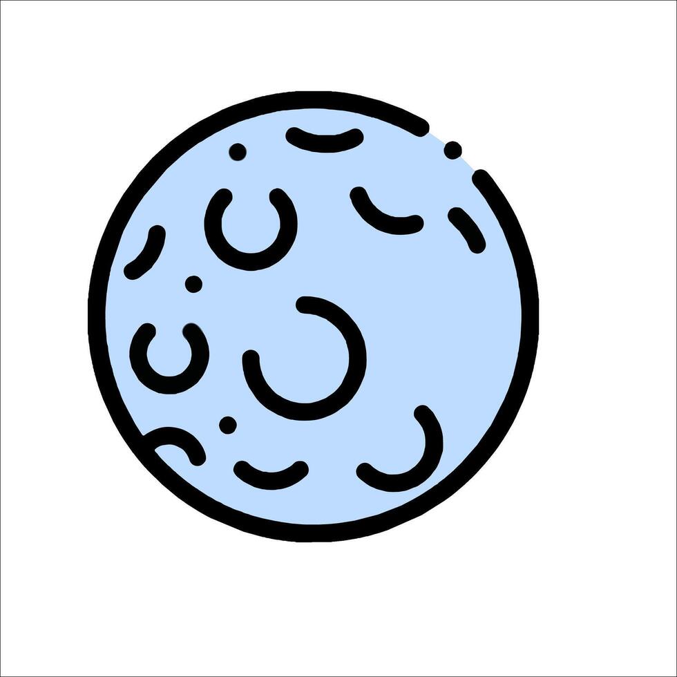 A blue moon icon with a black outline vector