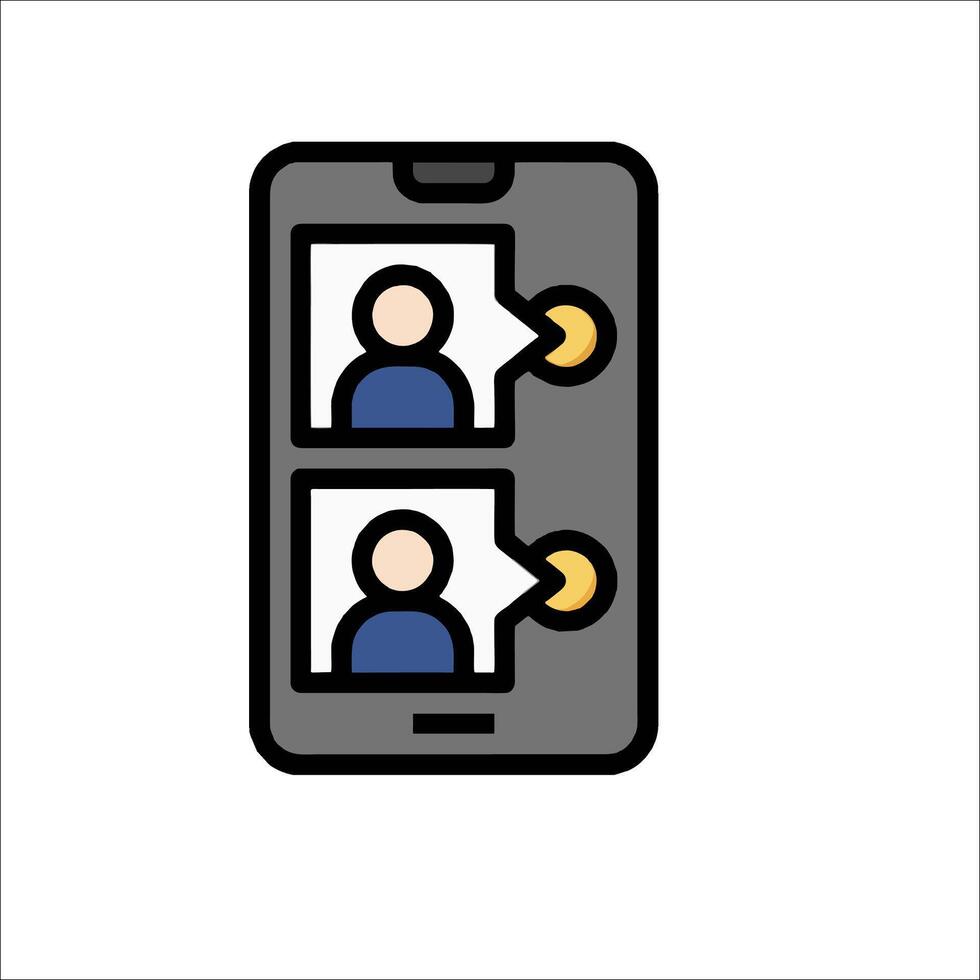 A phone with two people on it, one on the left and one on the right vector
