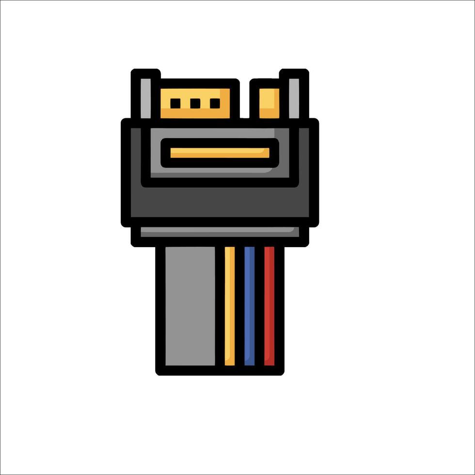 A black and white image of a connector vector