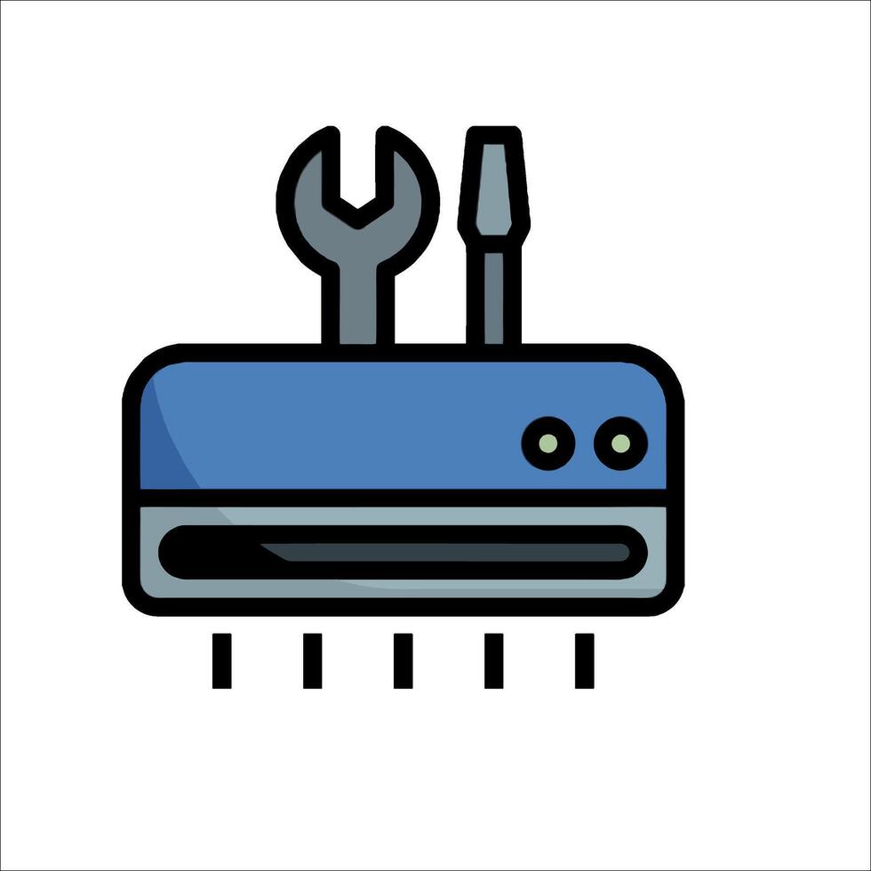 A computer with a wrench on it vector