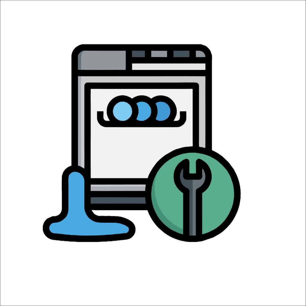 A computer with a wrench and a ball of glue vector