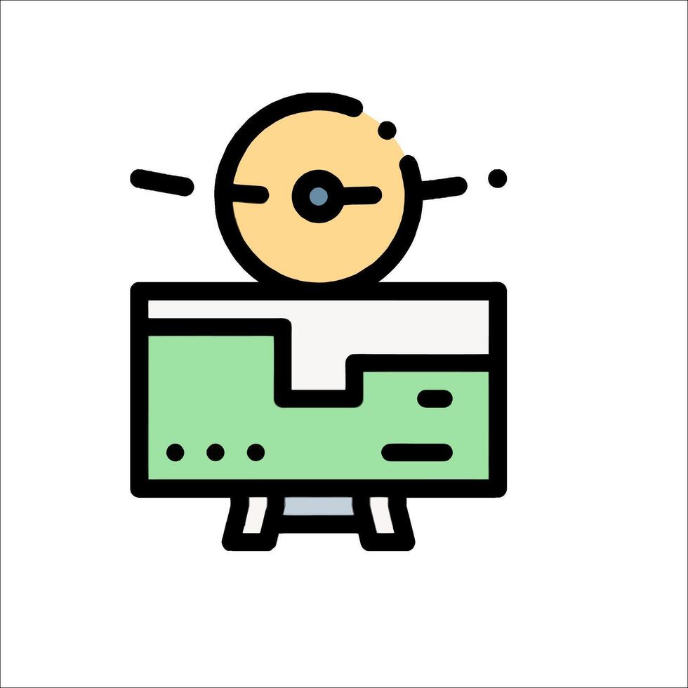 A computer monitor with a person looking at it vector