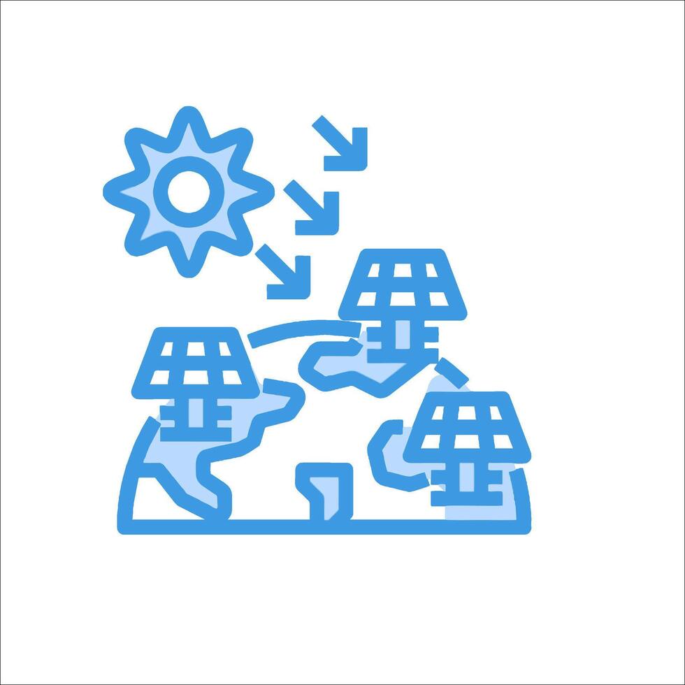 A solar panel and a globe with a sun and a star vector