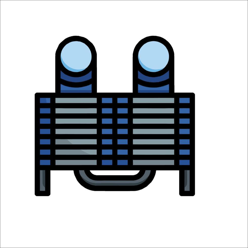 A blue and white icon of a computer vector