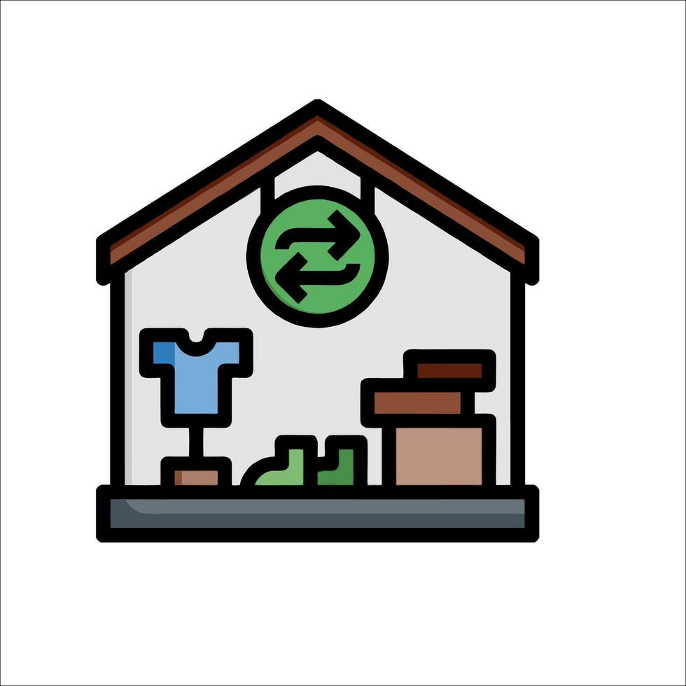 A house with a green arrow on the roof vector