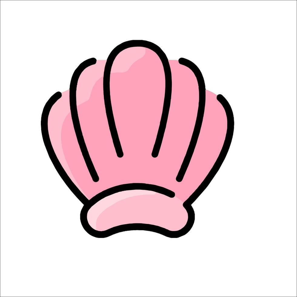 A pink shell with a black outline vector
