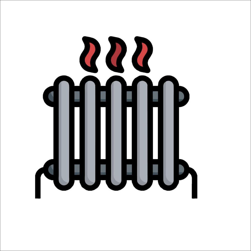 A black and white illustration of a heater vector