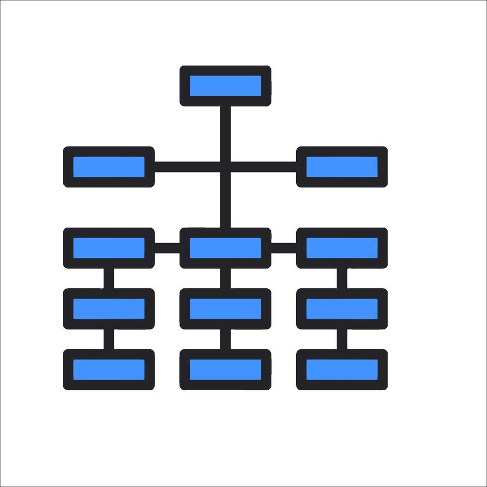 An organizational chart with blue lines vector