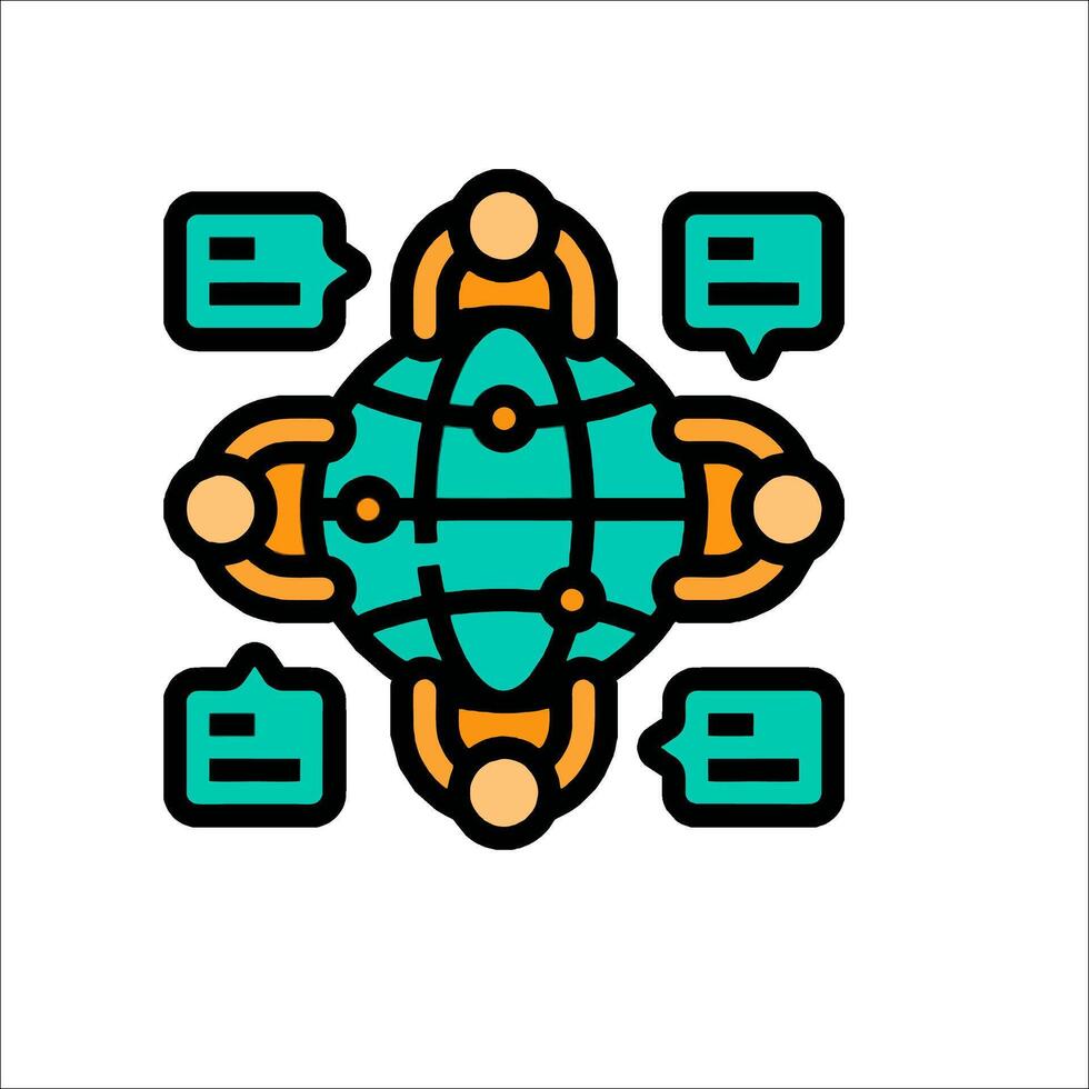 A group of people are gathered around a globe vector