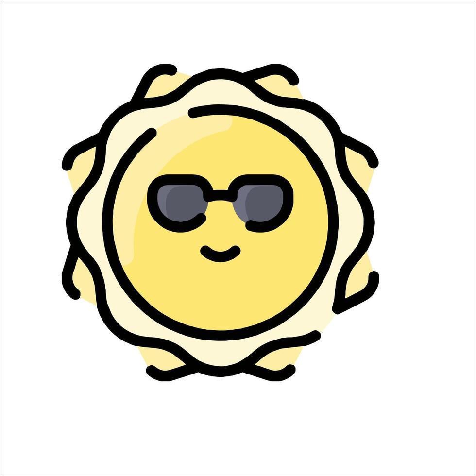 A cartoon sun with sunglasses on its face vector