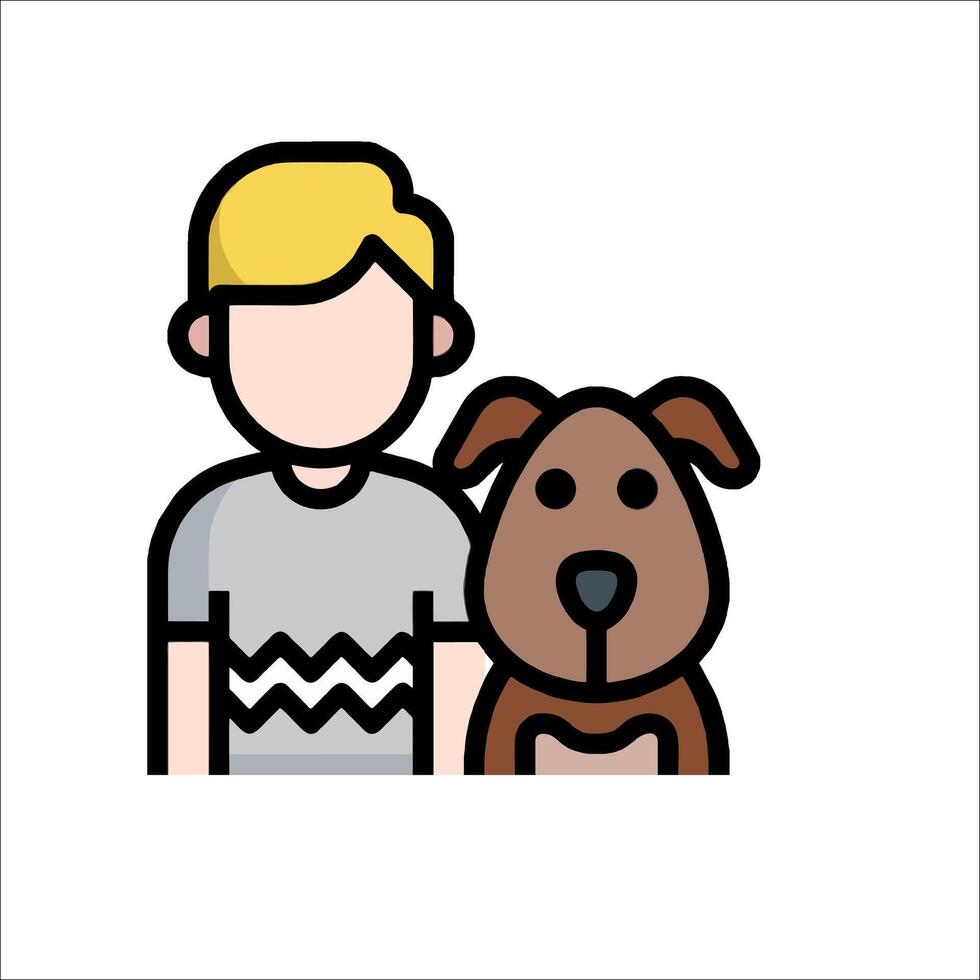 A man and his dog icon vector