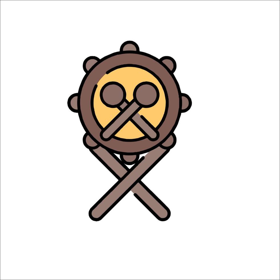 A drum icon with crossed sticks vector