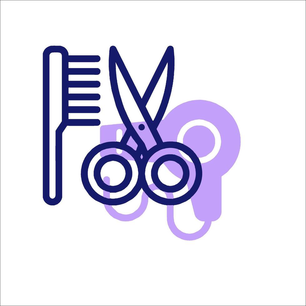 A stylist's tools icon with scissors and comb vector