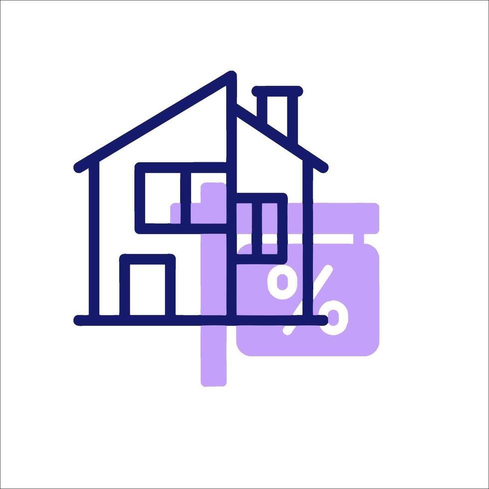 A house with a percent sign on it vector