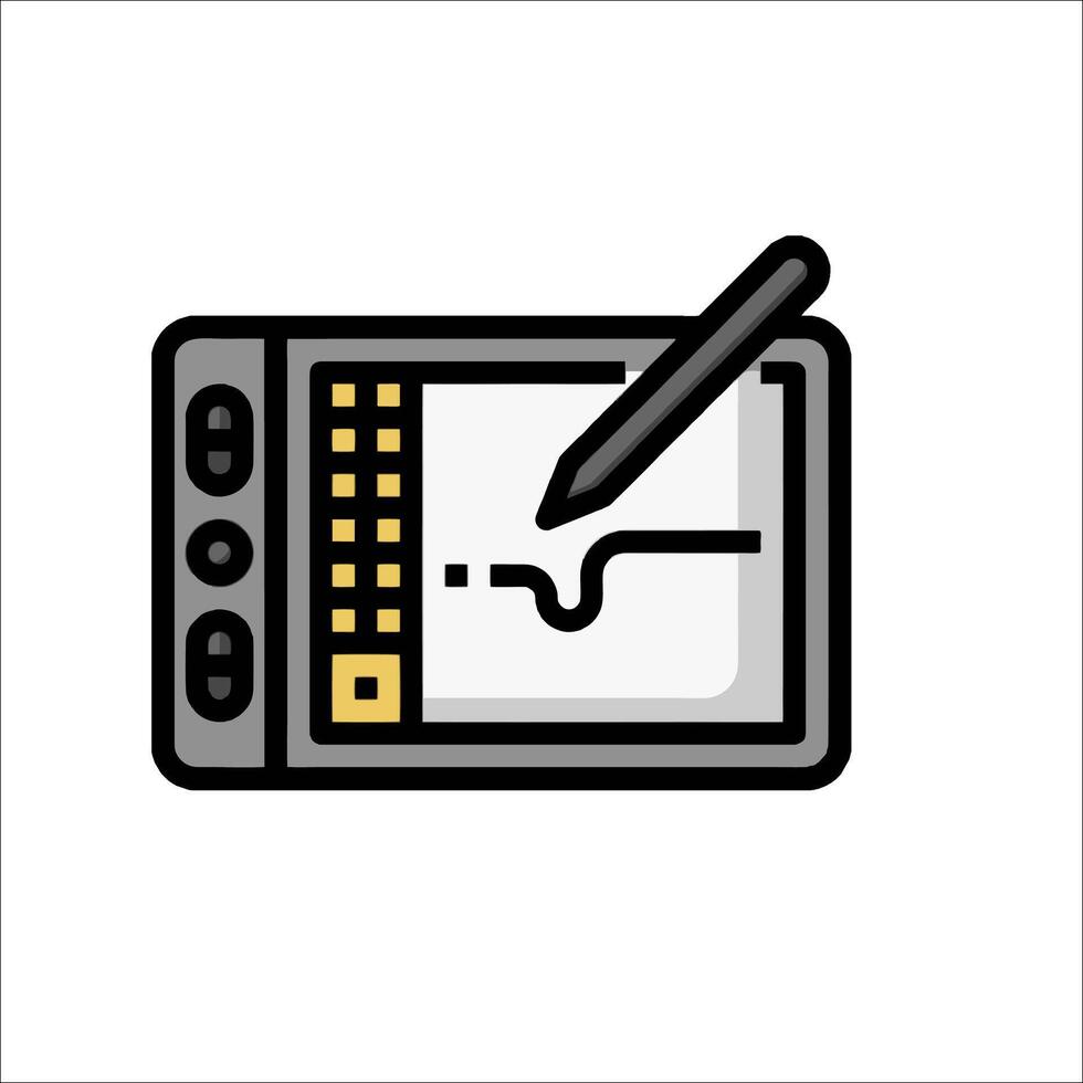 A tablet with a pen and a paper on it vector