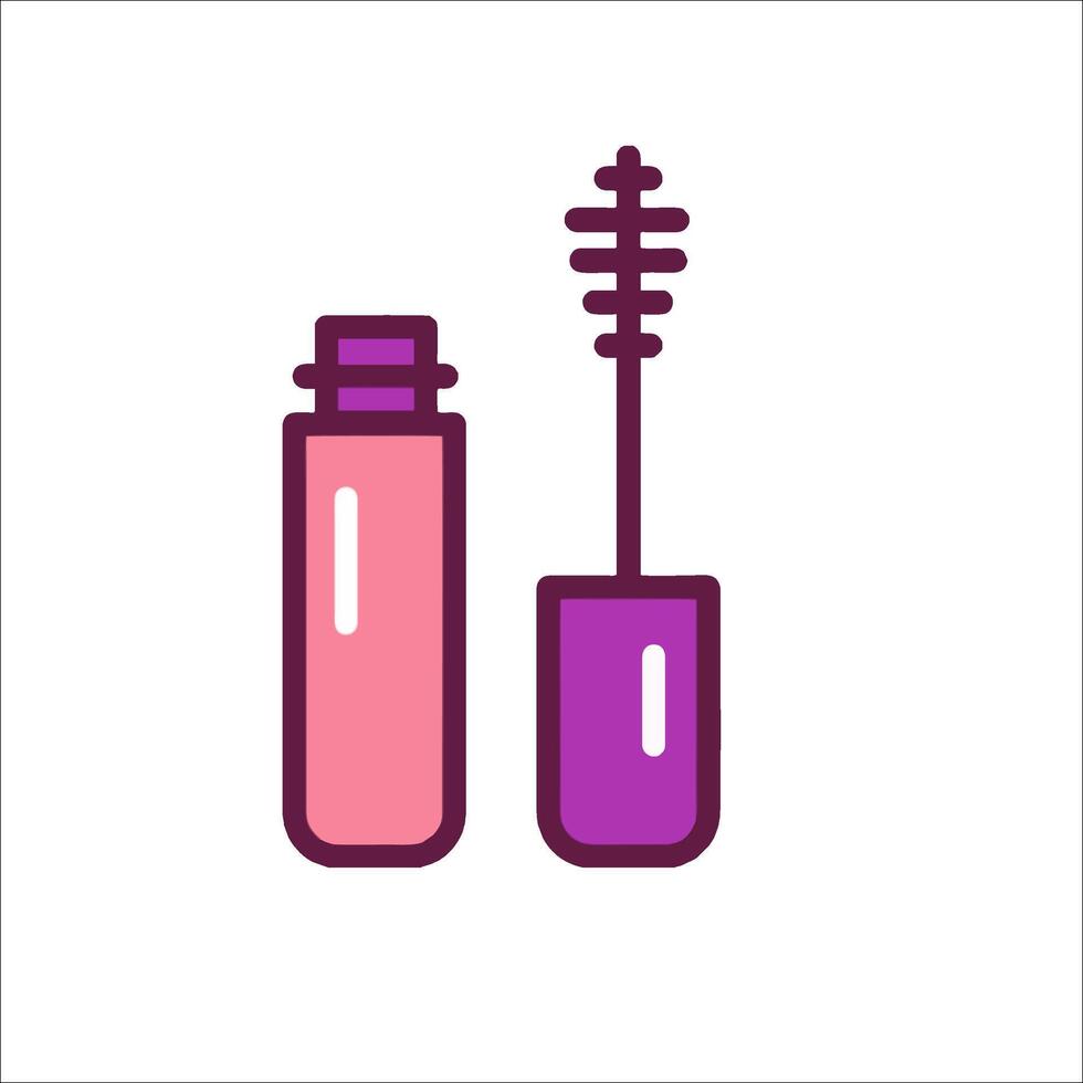 A mascara brush and mascara bottle icon vector