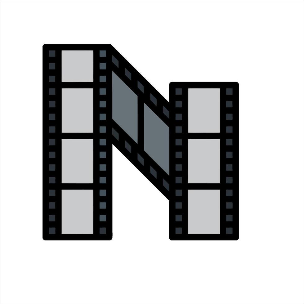 A film strip with the letter n on it vector
