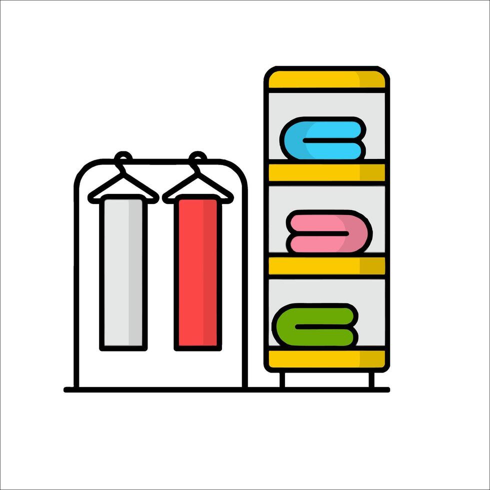 Clothes rack with clothes and towels illustration vector