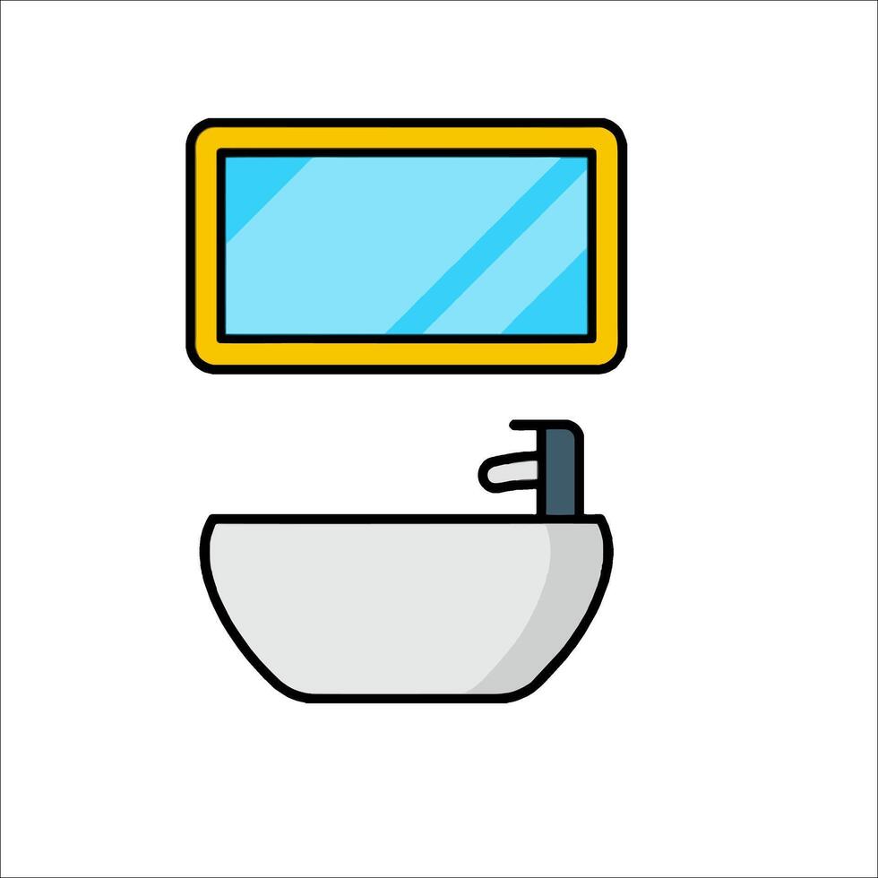 Bathroom sink and mirror icon illustration vector