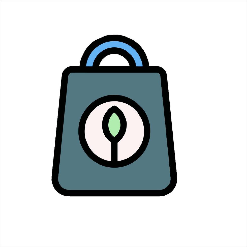 A shopping bag with a leaf on it vector