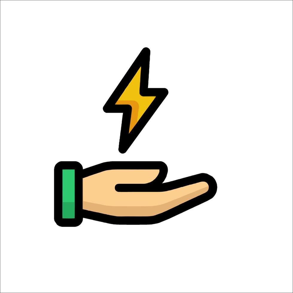 A hand holding a lightning bolt icon vector