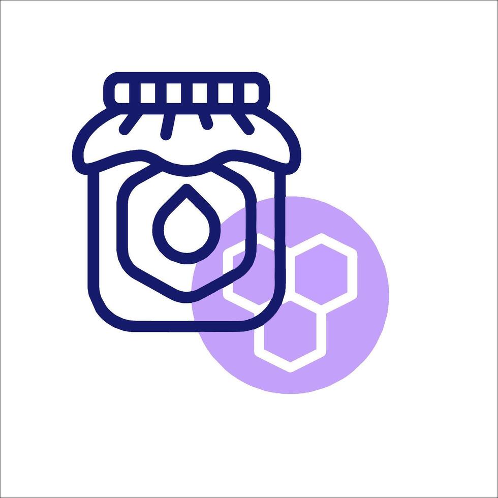 A jar of honey with a hexagon on it vector