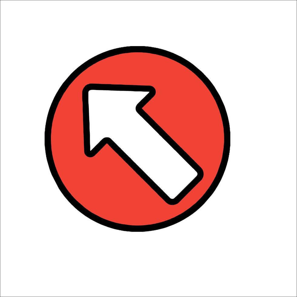 A red and white arrow pointing up in a circle vector