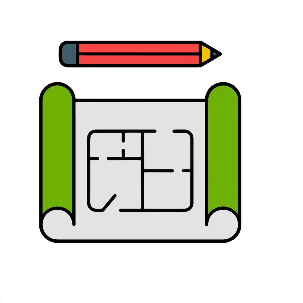 A drawing of a house with a pencil and paper vector