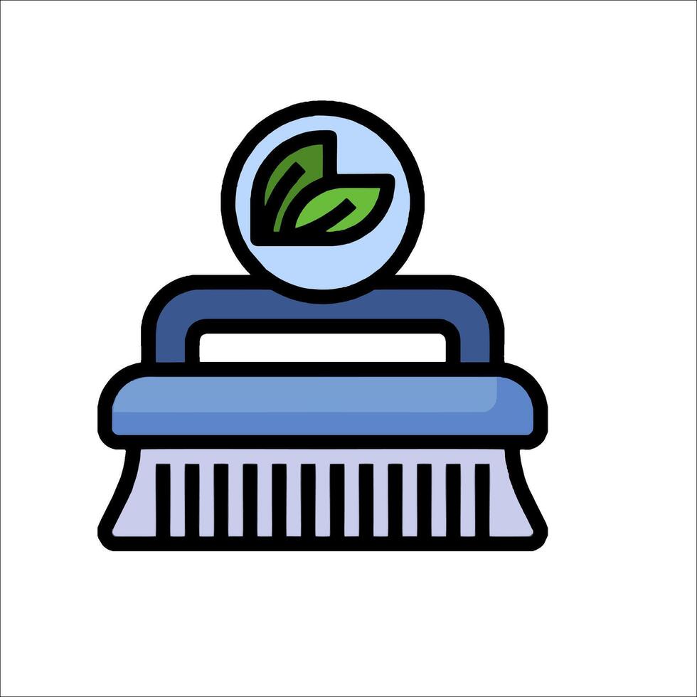 A brush with a leaf on top of it vector