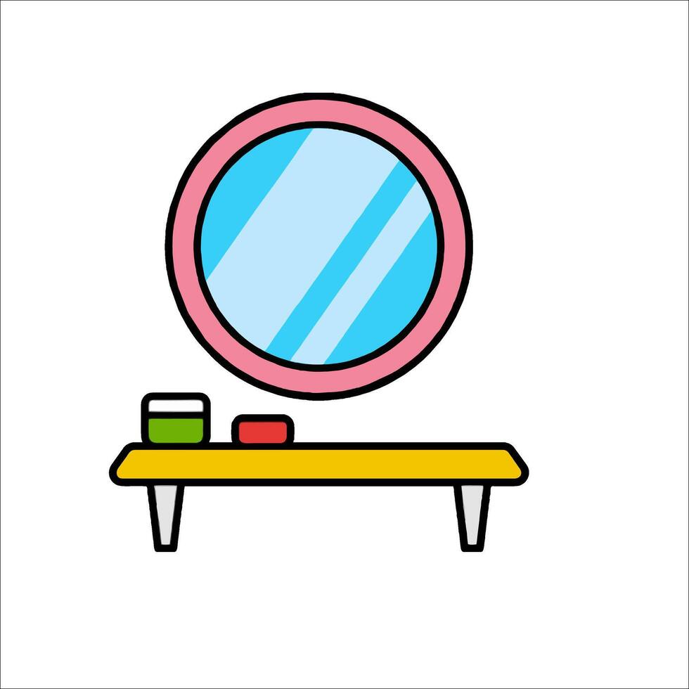 A mirror and a table with a mirror on it vector