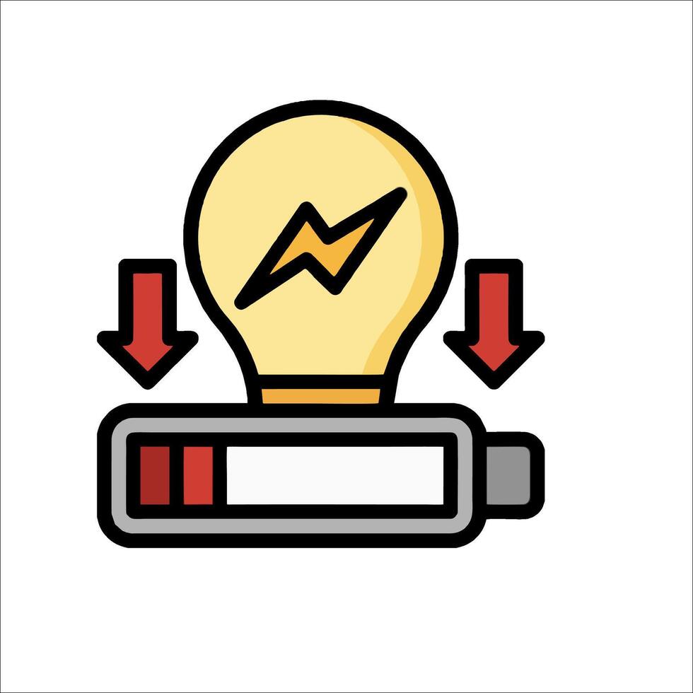 A light bulb with a battery and an arrow pointing to it vector