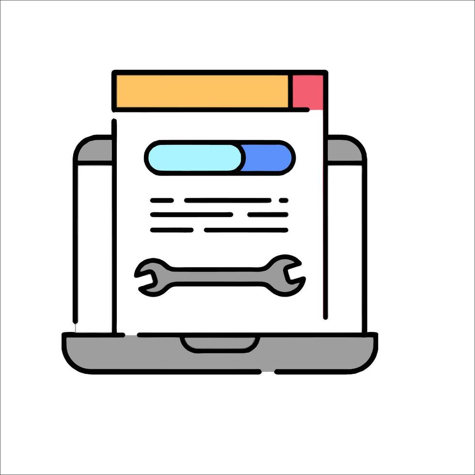 A laptop with a wren and a wrench on it vector