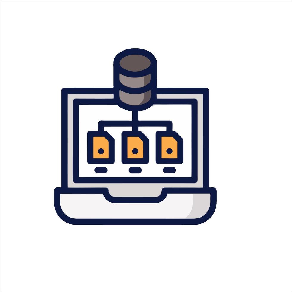 A laptop with a file on it and a file on top vector