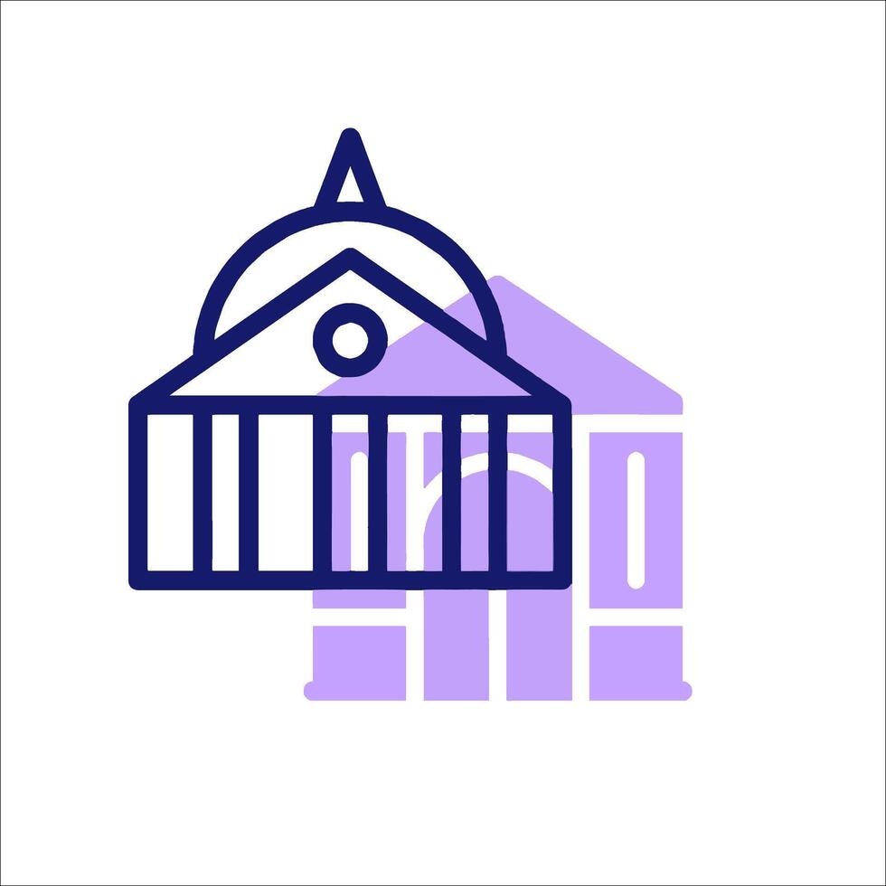 A purple icon of a building with a dome vector