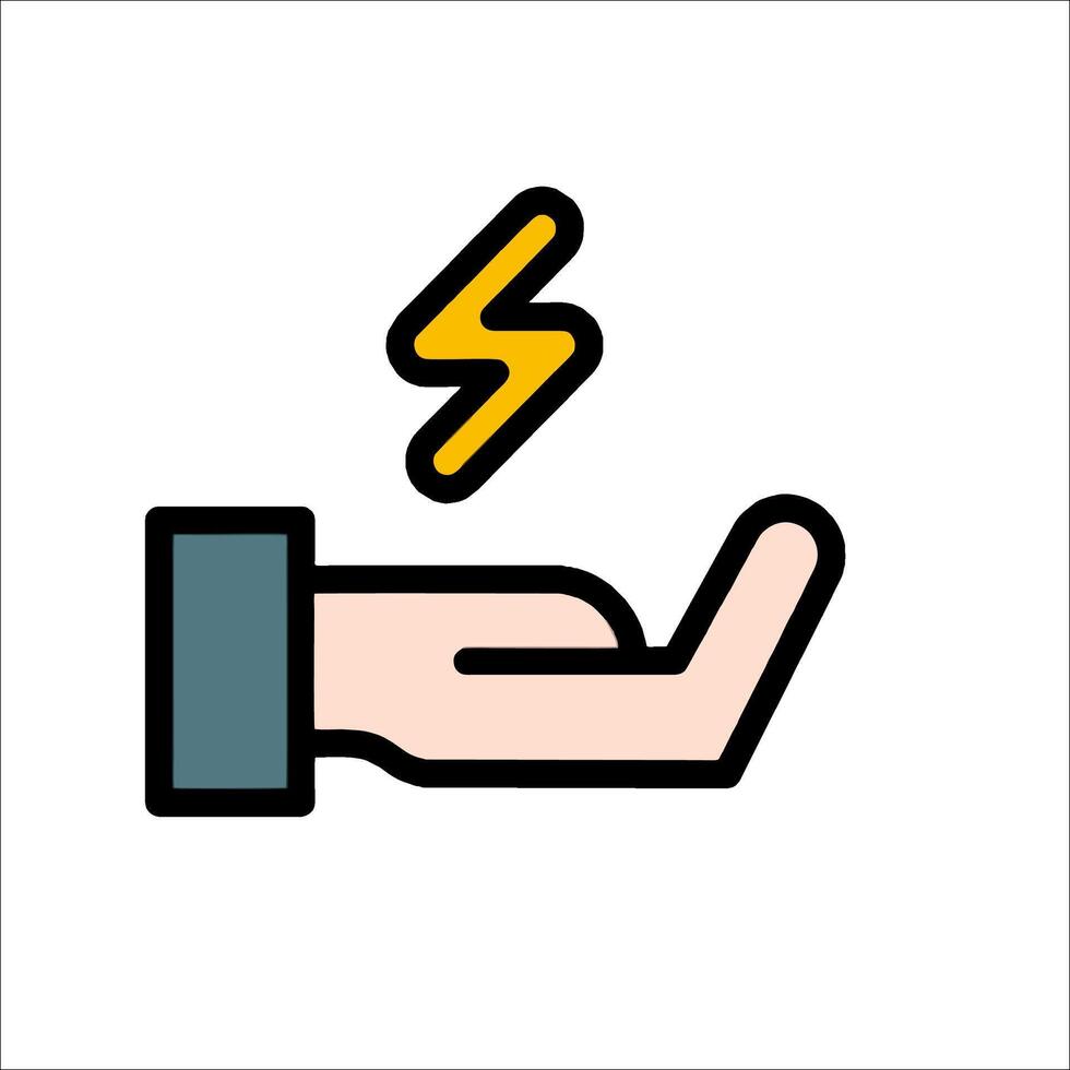 A hand holding a lightning bolt icon vector