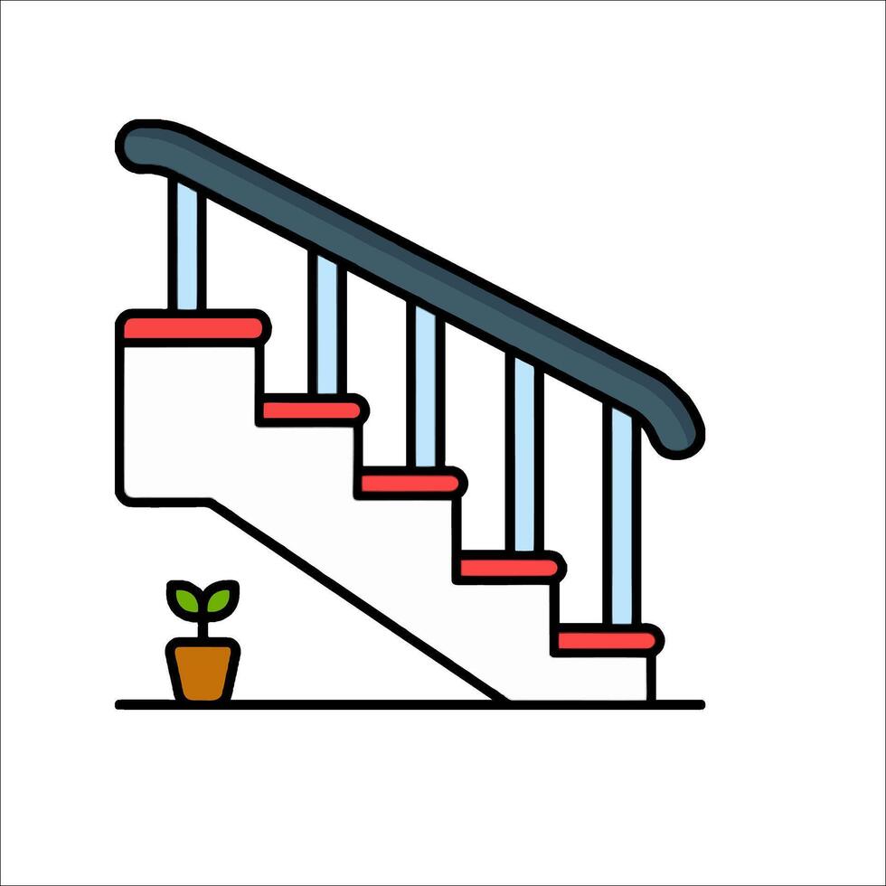 A stairway with a plant on the side vector