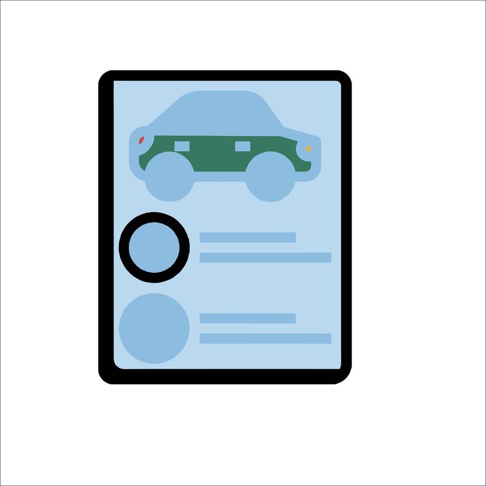 A car is shown in a document on a white background vector