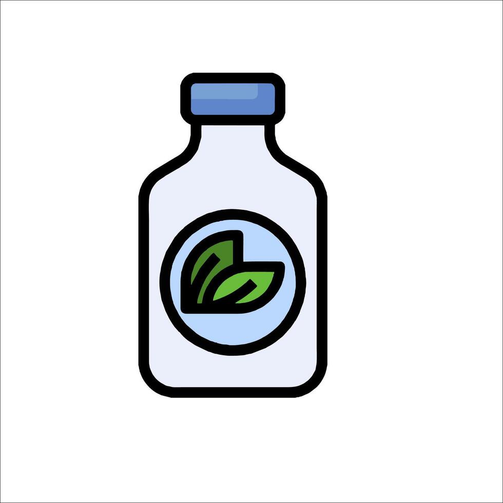 A bottle with a leaf on it vector